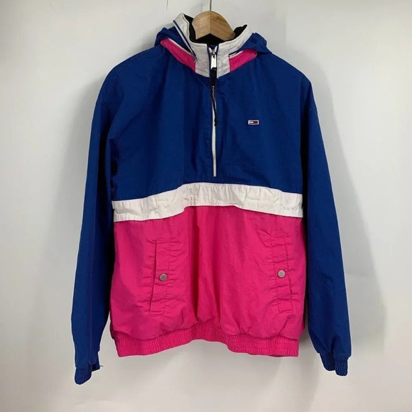 Tommy Hilfiger Women's Anorak‎ Colorblock Pullover Windbreaker Size L - Picture 1 of 15